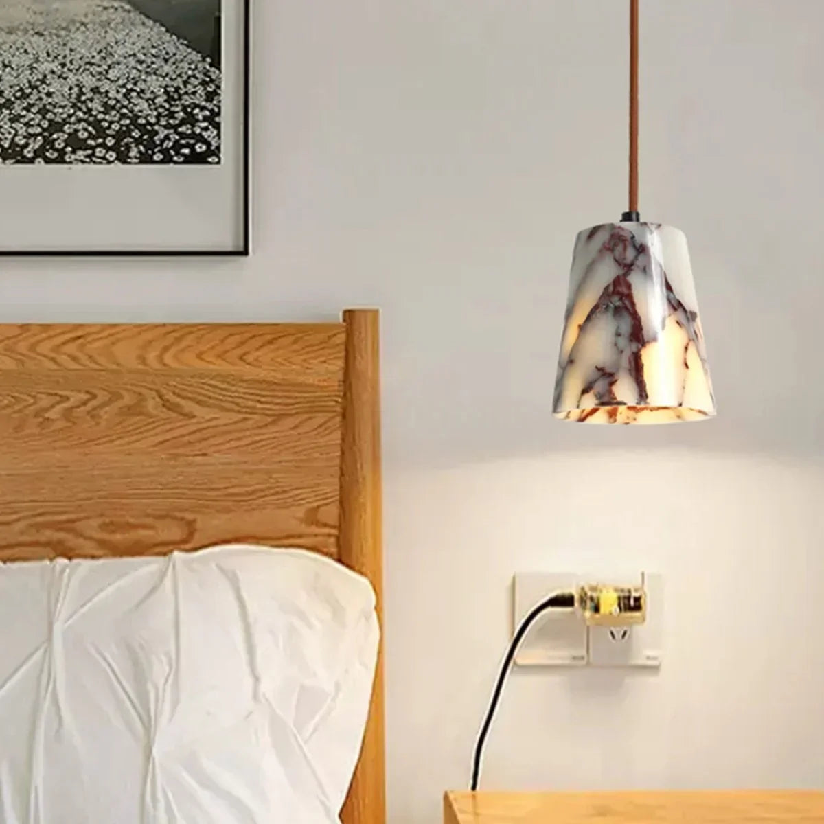 DecorBites™ Bulgari Stone LED Pendant Lamp - Natural Marble Hanging Light