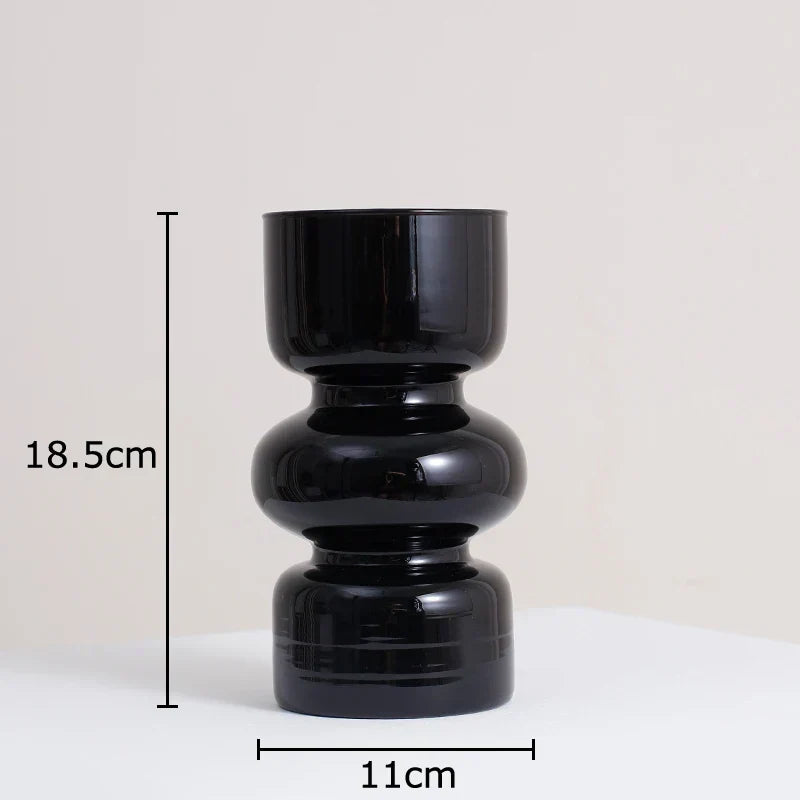 DecorBites™ Black Glass Vase with Artificial Flowers for Minimalist Room Decor