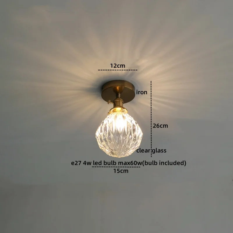 DecorBites™ Amber Glass LED Ceiling Lights Modern Home Lighting Copper Socket