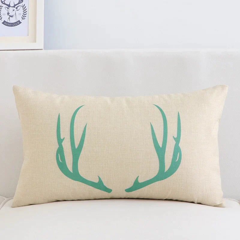 DecorBites™ Geometric Elk Design Linen Lumbar Pillow Cover 30X50cm Modern Nordic Home Decor