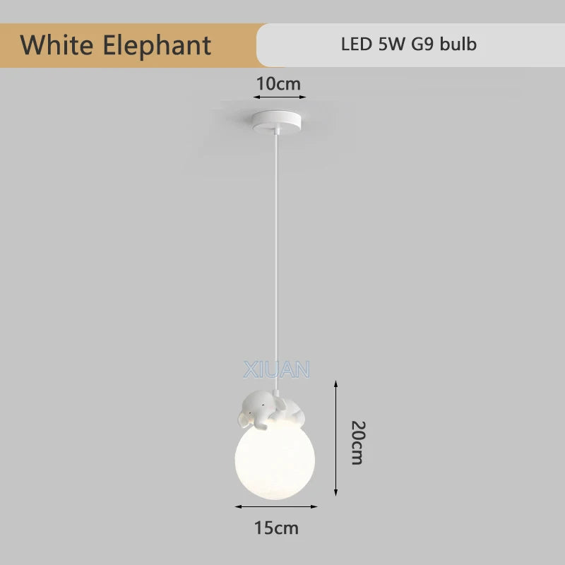 DecorBites™ Animal Resin Pendant Lamps: Bear Rabbit Dog Sheep Bunny Chandelier for Children's Room