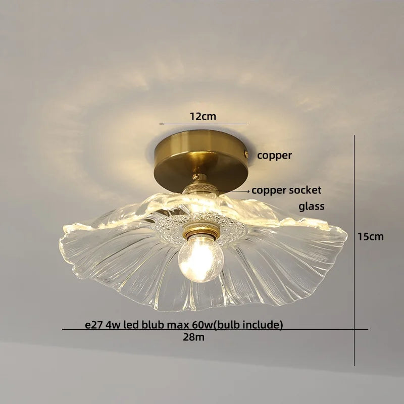 DecorBites™ Glass Grid LED Ceiling Lamp: Luxury Crystal Nordic Copper Ceiling Lights