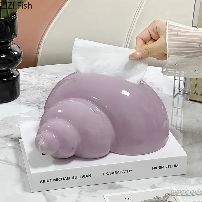 DecorBites™ Conch Ceramic Tissue Box: Charming Table Decoration & Paper Towel Case