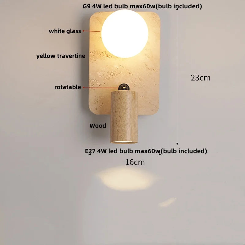 DecorBites™ Black Iron LED Wall Light Fixture Coffee Nordic Wood Switch Bedside Lamp