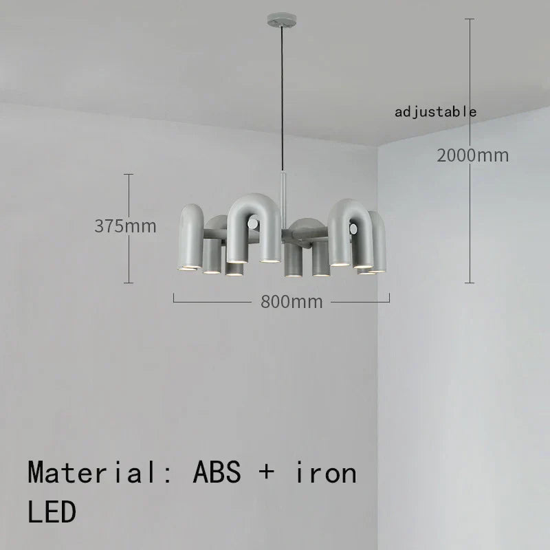 DecorBites™ Art Deco Metal Chandelier in Black, Orange, and Gray - Adjustable Cord - Dining Room, Foyer, Bedroom Lighting
