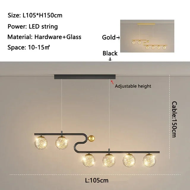 DecorBites™ Glass Ball LED Chandelier Pendant for Dining Living Bedroom Kitchen