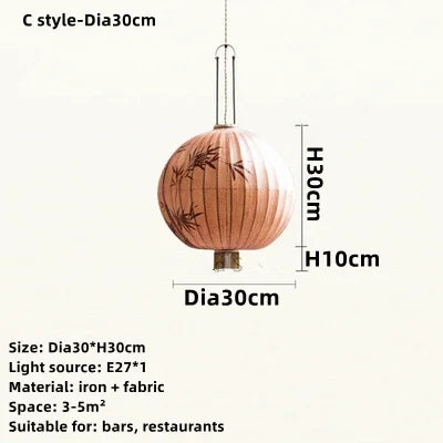 DecorBites™ Bamboo Lantern Pendant: Handmade Fabric Shade for Elegant Hotel and Restaurant Lighting