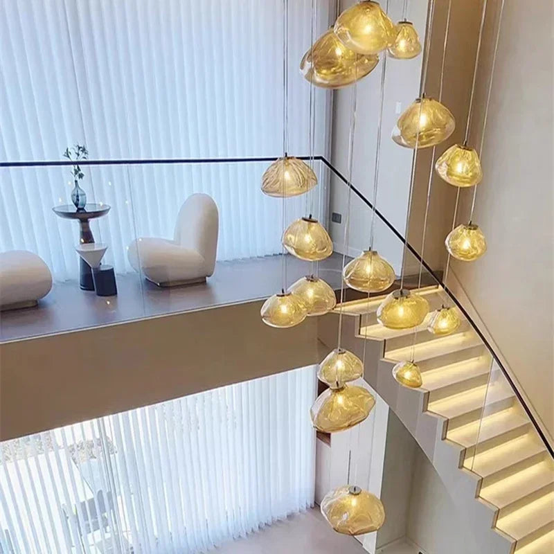 DecorBites™ Crystal Chandelier Stair Pendant Lamp | Modern Living Room Lighting Fixture