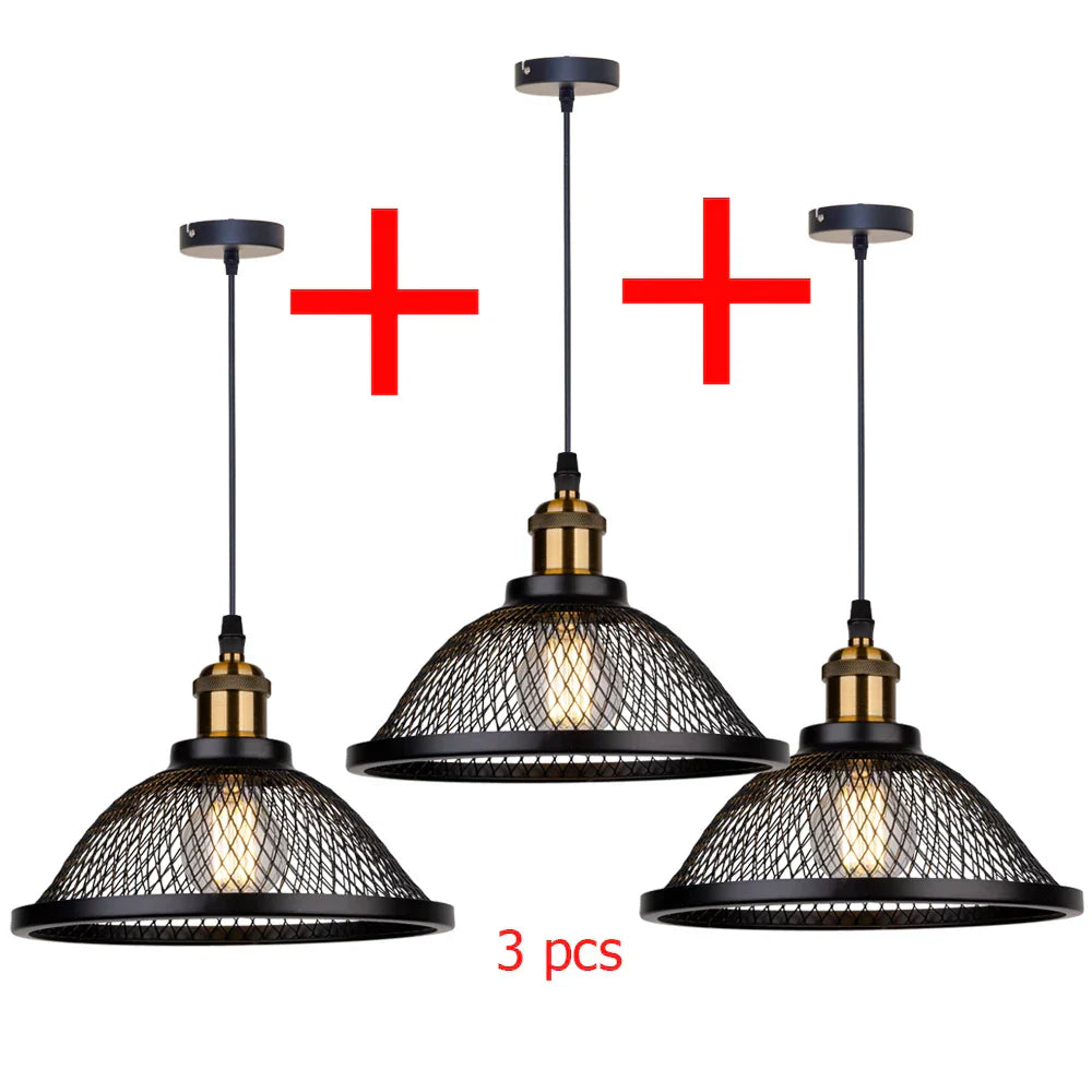 DecorBites™ Black Iron Net-Cage Pendant Light Fixture for Kitchen, Bedroom, Living Room, Restaurant