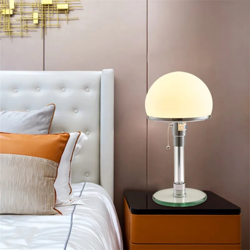 DecorBites™ Bauhaus Mushroom Table Lamp - Milk White Glass, Bedroom & Coffee Table Lighting