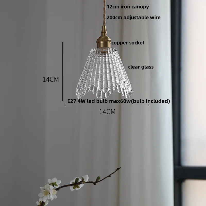 DecorBites™ Copper Canopy LED Pendant Light Fixture Green Glass Hanging Lamp
