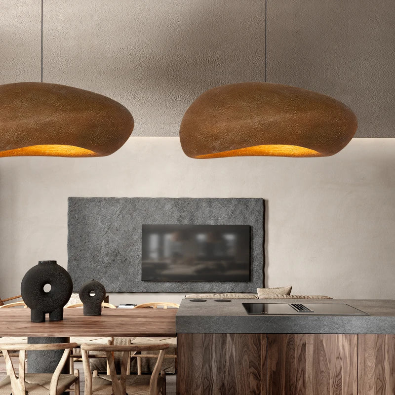 DecorBites™ Handmade Polystyrene Indoor Pendant Lamp - Dinning Island Coffee Shop Bar Rock Wabi Sabi