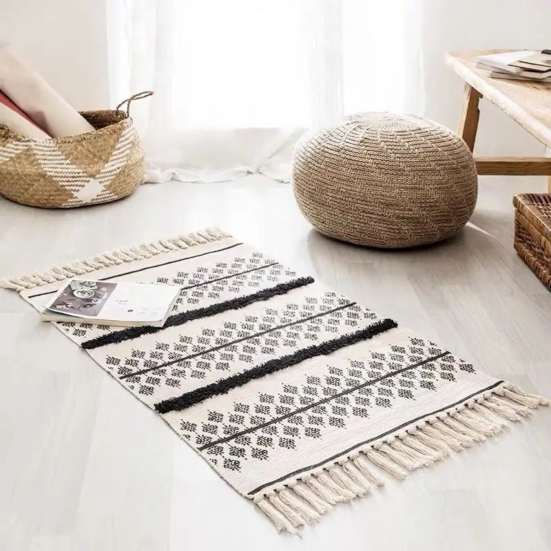 DecorBites™ Bohemian Tassel Rug - Retro Hand Woven Carpet for Home Decor