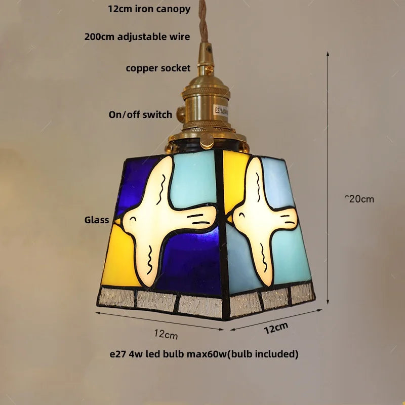 DecorBites™ Cube LED Pendant Lamp Walnut Wood Glass Hanging Lights for Restaurant and Bedroom