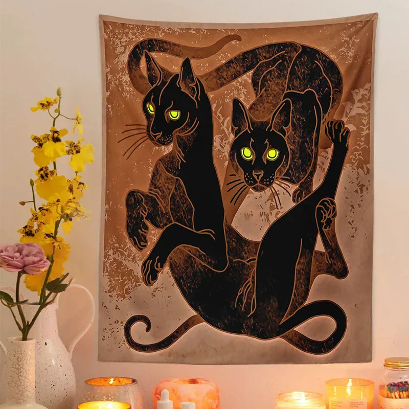 DecorBites™ Cat Witchcraft Tapestry Baphomet Aesthetic Room Decor Hippie Boho Home Mattress