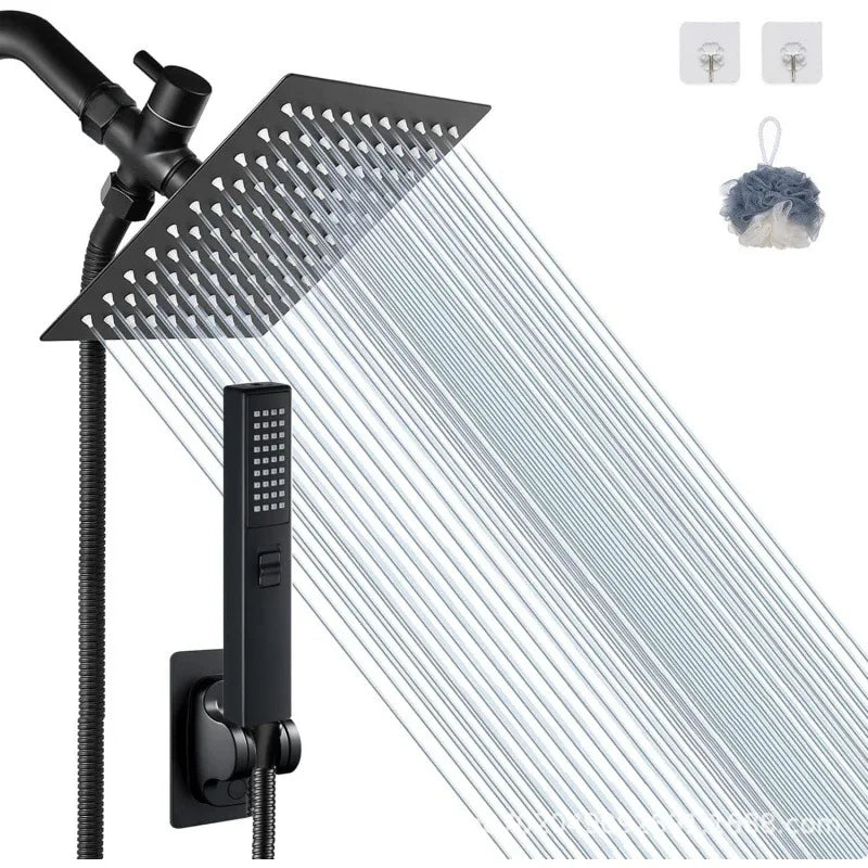 DecorBites™ Black Full Shower System Set with Rain Pressure Spray Head and Faucet Panel