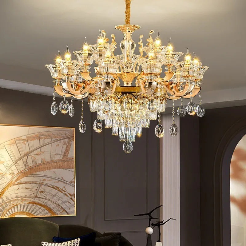 DecorBites™ Crystal Chandelier Ceiling Light for Living, Dining, and Bedroom