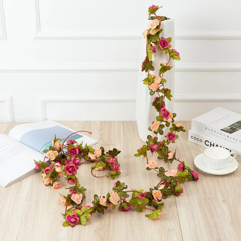 DecorBites™ 250cm Rose Flowers Vine Garland Autumn Cane Backdrop Decor