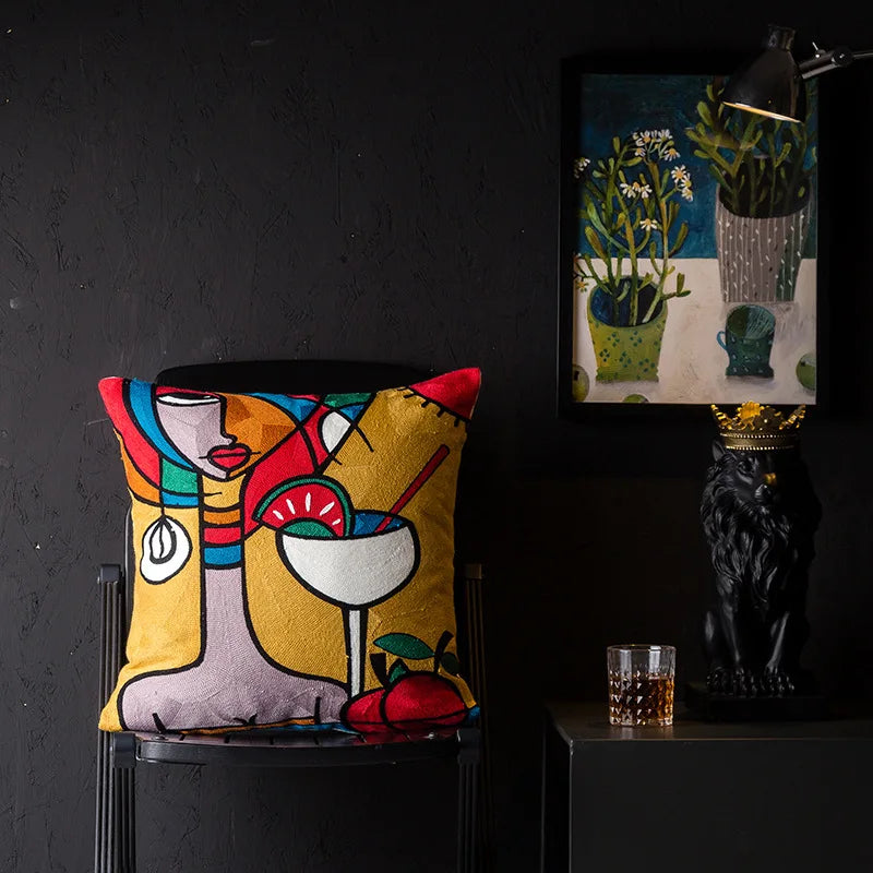DecorBites™ Christmas Picasso Style Abstract Cushion Cover for Living Room Sofa and Bed