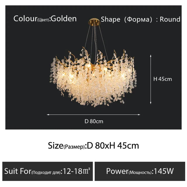 DecorBites™ Crystal LED Chandelier: Elegant Nordic Branch Design for Living Room, Hotel, Dining Area