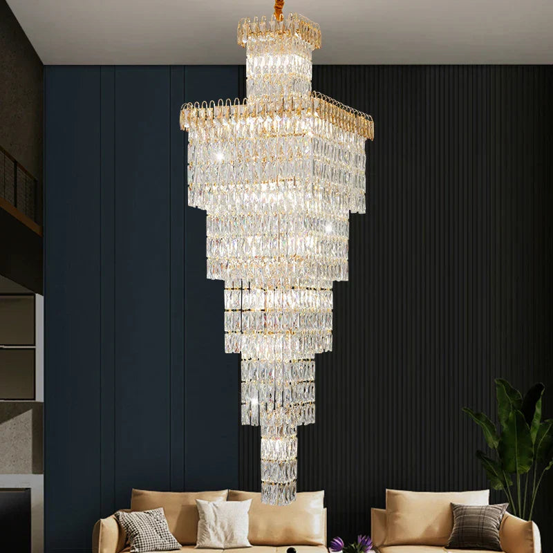 DecorBites™ Crystal Luxe Living Room Chandelier - Modern & Elegant Hall Staircase Lighting