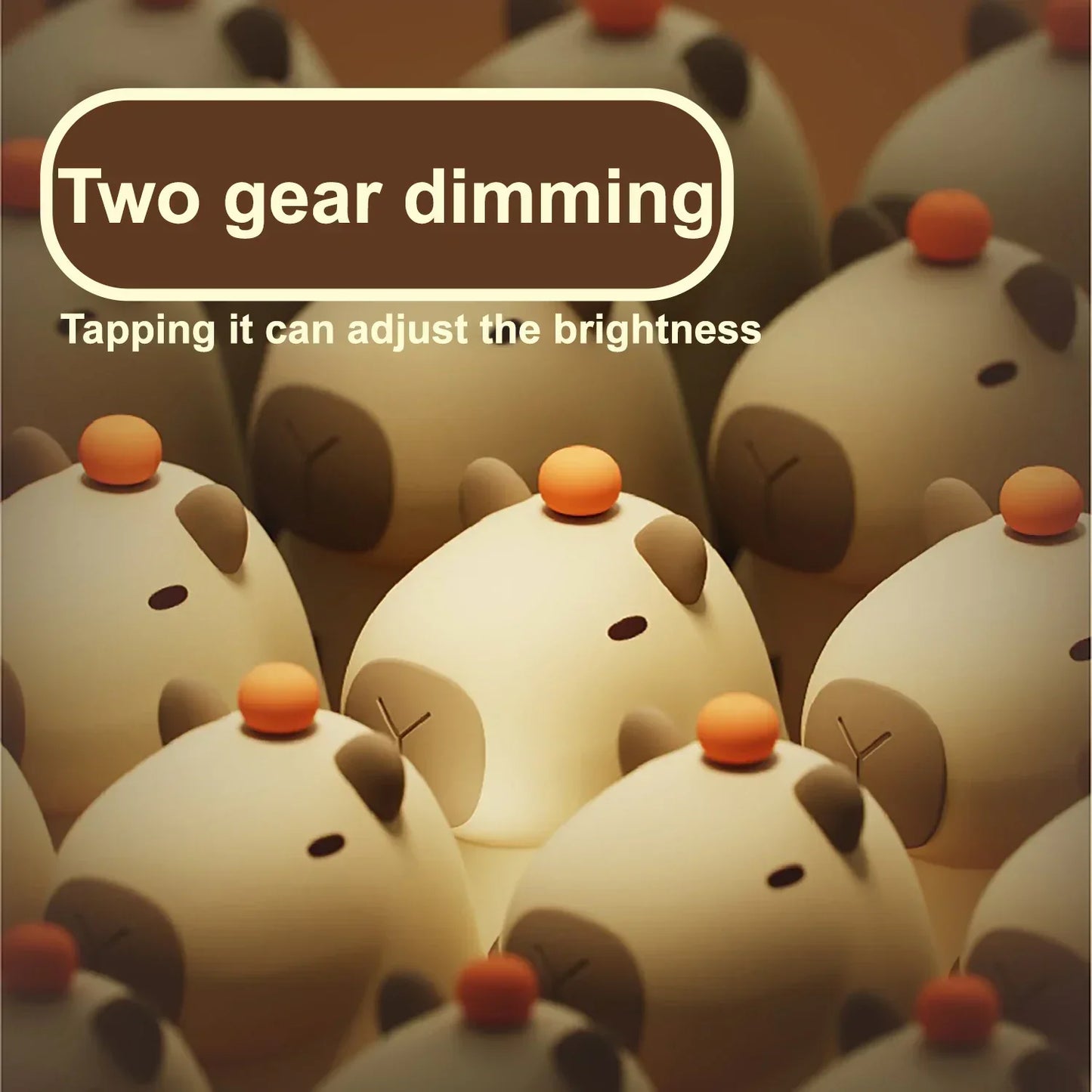 DecorBites™ Capybara Silicone Night Light | Rechargeable, Adjustable Brightness, Timer, Cute Animal Design