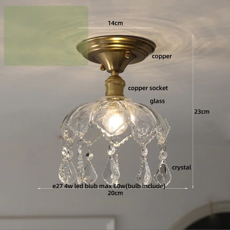 DecorBites™ Glass Grid LED Ceiling Lamp: Luxury Crystal Nordic Copper Ceiling Lights