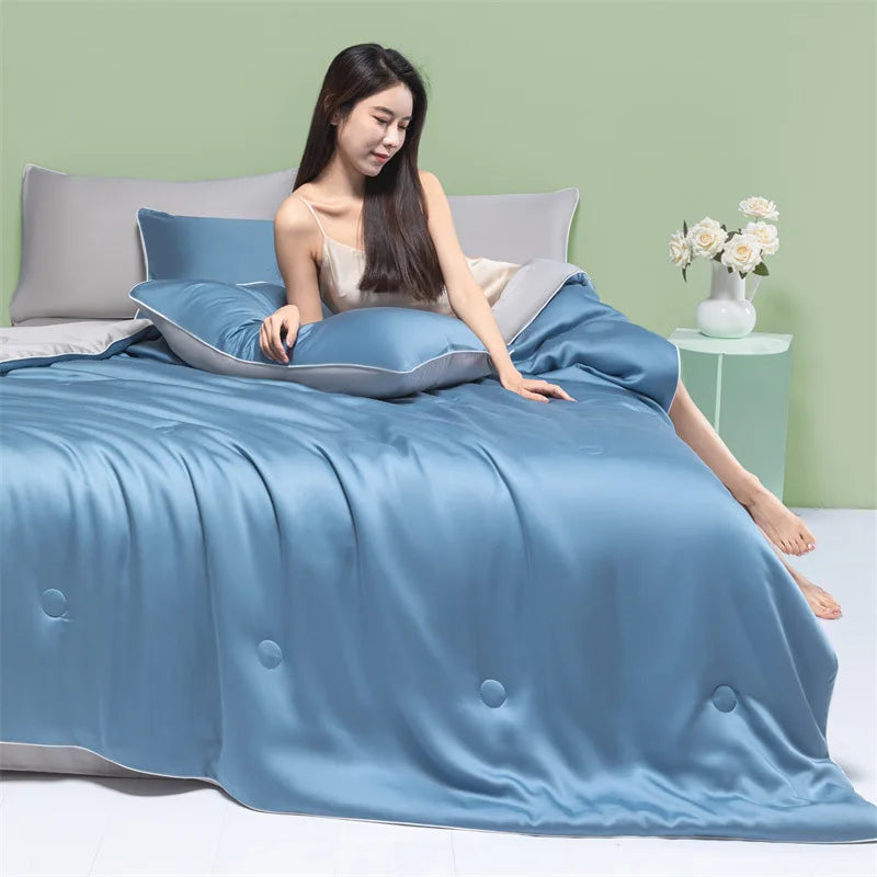 DecorBites™ Cool Feel Summer Quilt: Grade A Ice, Extra Soft, Quick Drying Quilted Blanket