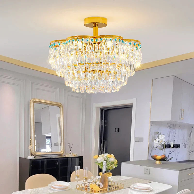 DecorBites™ Crystal Light Chandelier | Post-Modern European Luxury for Living Room, Bedroom, Dining