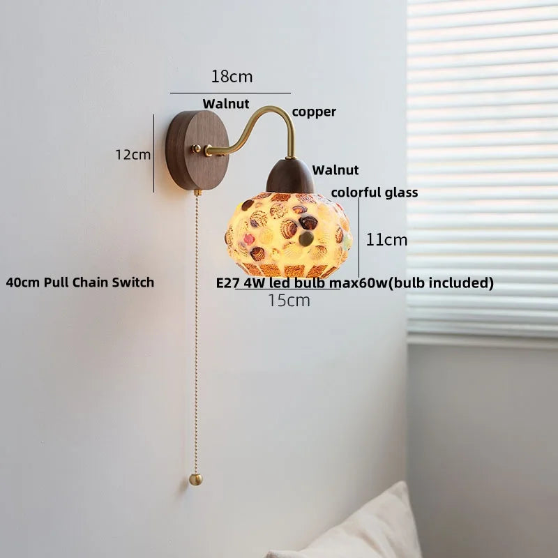 DecorBites™ LED Tiffany Style Wall Lights Pull Chain Sconce Colorful Glass Stair Fixture