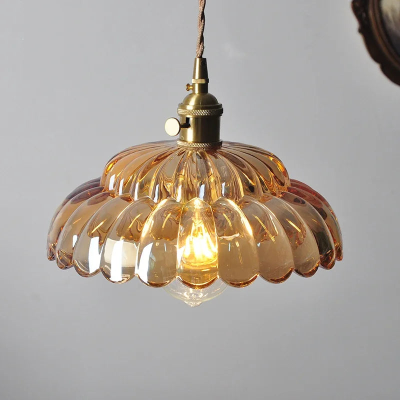 DecorBites™ Amber Flower Glass Pendant Light LED Kitchen Decor Home Reading Room