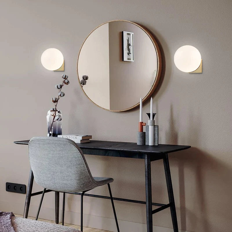 DecorBites™ Glass Ball Art Wall Lamp for Aisle Bedroom, Simple Decoration, LED Bedside Light