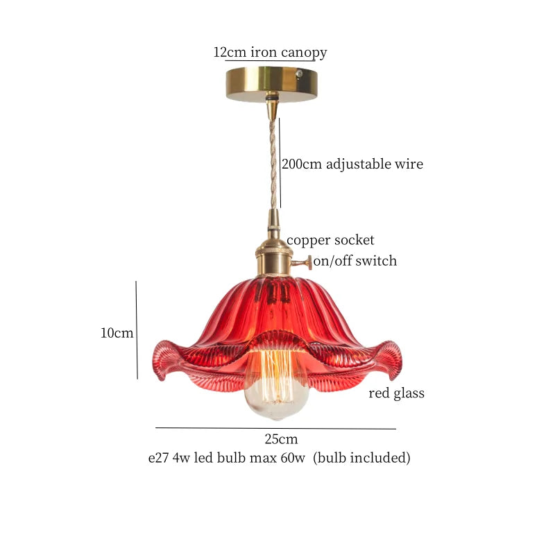 DecorBites™ Brass Glass LED Pendant Lamp for Cafe Bar Restaurant Bedroom Loft