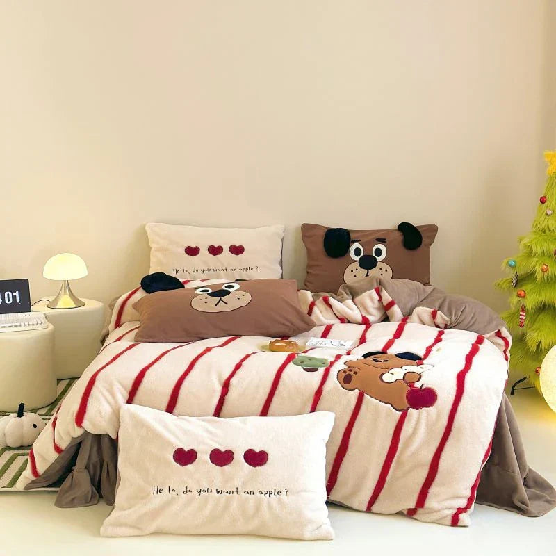 DecorBites™ Cozy Autumn Winter King Size Duvet Set with Velvet Blanket Cover