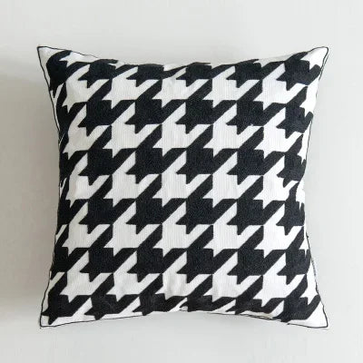 DecorBites™ Black White Embroidered Cushion Cover 45x45cm Sofa Bed Chair Home Decor