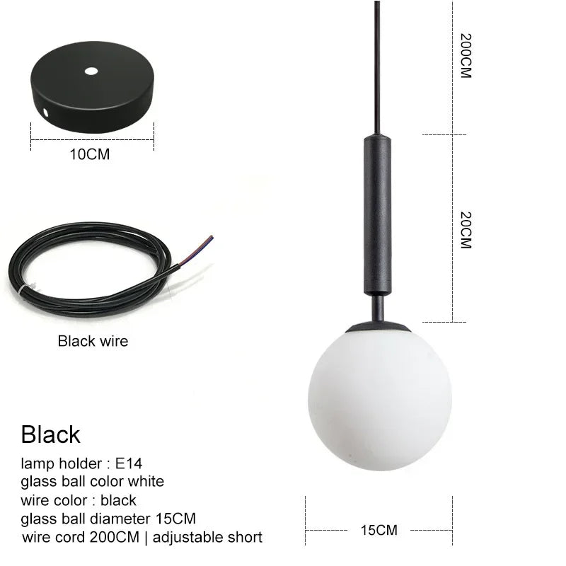 DecorBites™ Glass Ball Pendant Chandeliers for Dining Room Bedroom Lighting