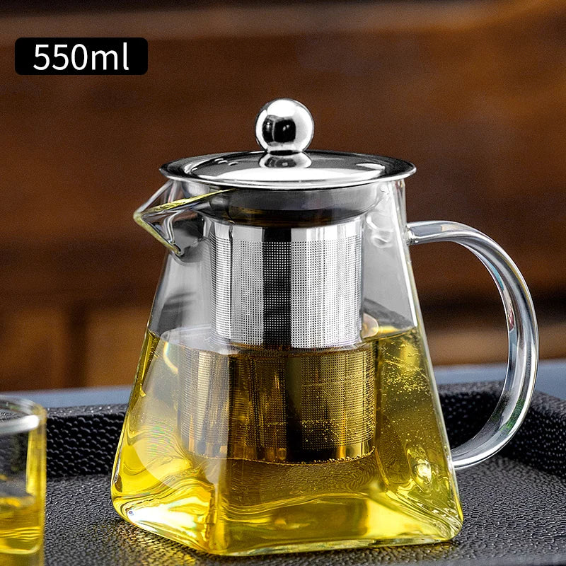 DecorBites™ Glass Teapot: Kungfu Tea Set for Office, High Quality, Thermostable.