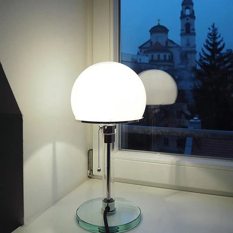 DecorBites™ Bauhaus Mushroom Table Lamp - Milk White Glass, Bedroom & Coffee Table Lighting