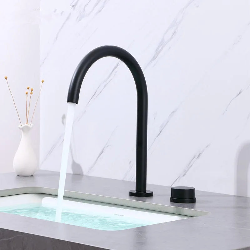 DecorBites™ Brushed Gold Widespread Basin Faucet with 360 Rotation