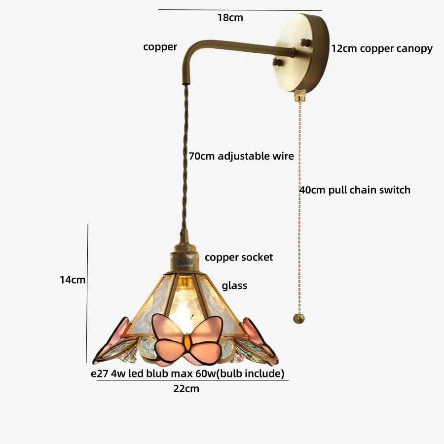 DecorBites™ Copper Adjustable LED Wall Light with Pull Chain Switch