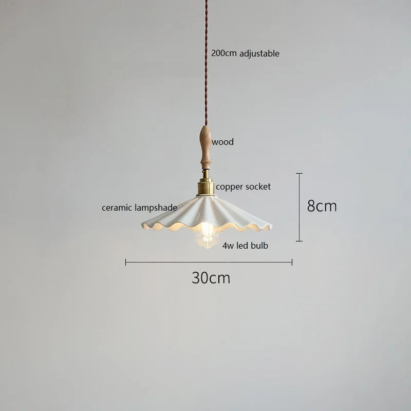 DecorBites™ Butterfly Ceramic LED Pendant Lamp with Wooden Handle for Home Decor