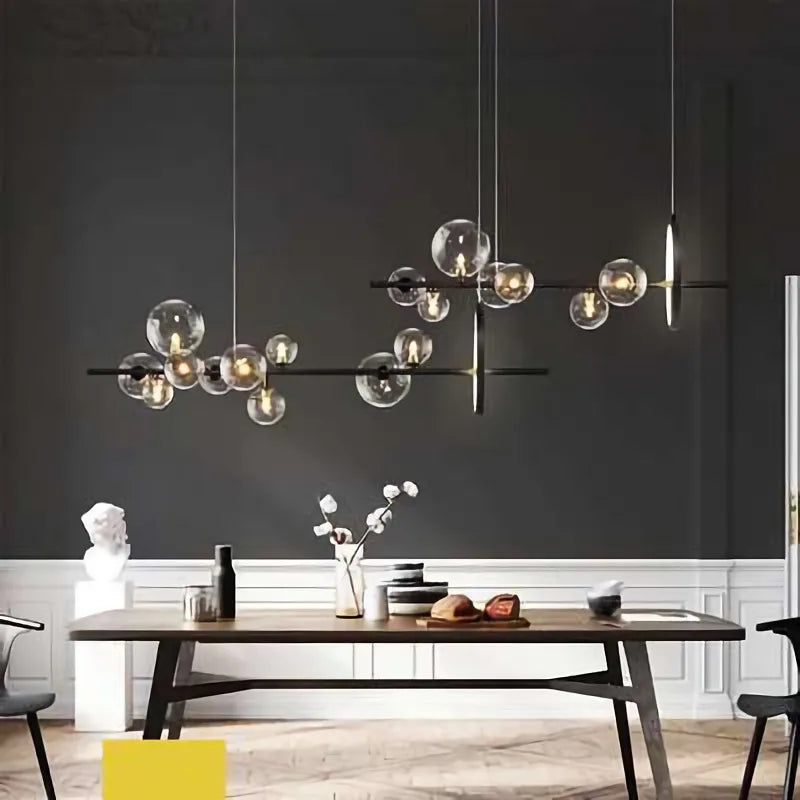 DecorBites™ Glass Ball Pendant Lamps for Dining Room Kitchen Chandelier Lighting