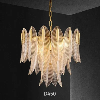 DecorBites™ Glass Leaf Luxury Chandelier LED Pendant Lights for Modern Living Room