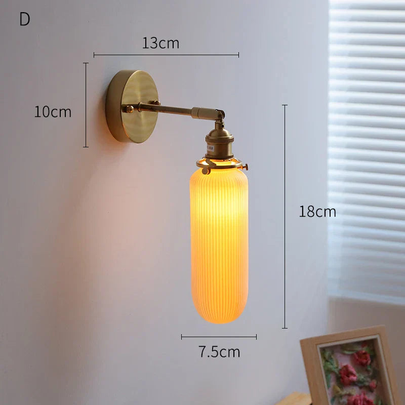 DecorBites™ Ceramic LED Wall Lights Fixture with Copper Arm for Bedroom Living Room