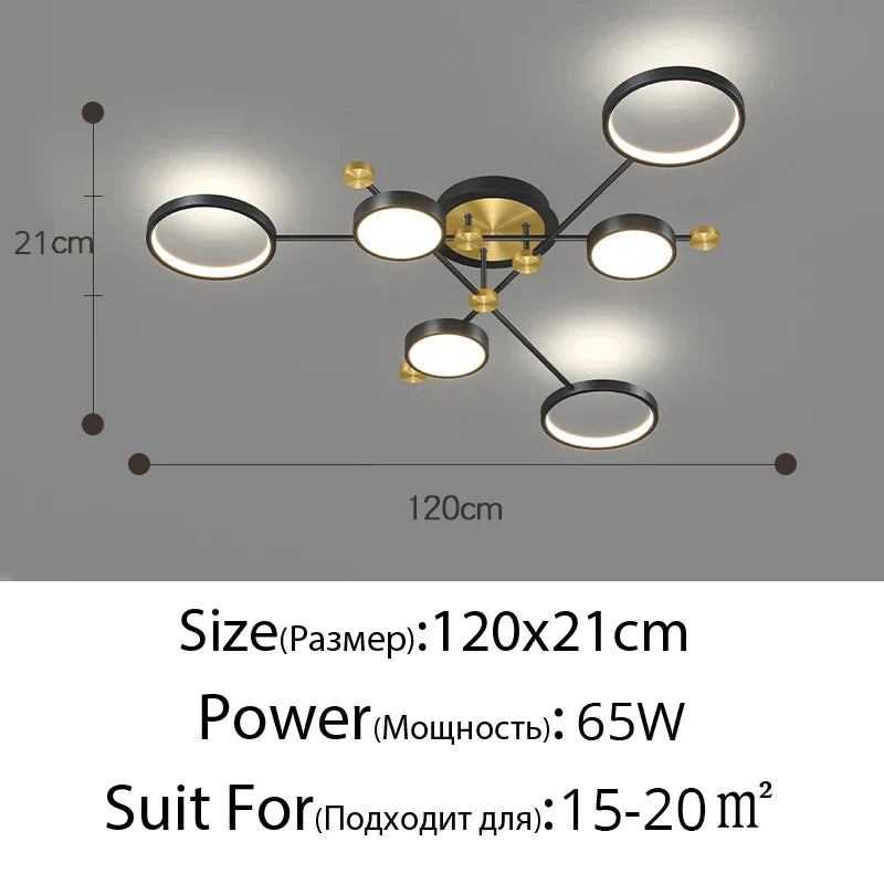 DecorBites™ Gold Frame LED Chandelier: Modern Lighting for Living Room, Bedroom - Indoor Fixture & Lustres