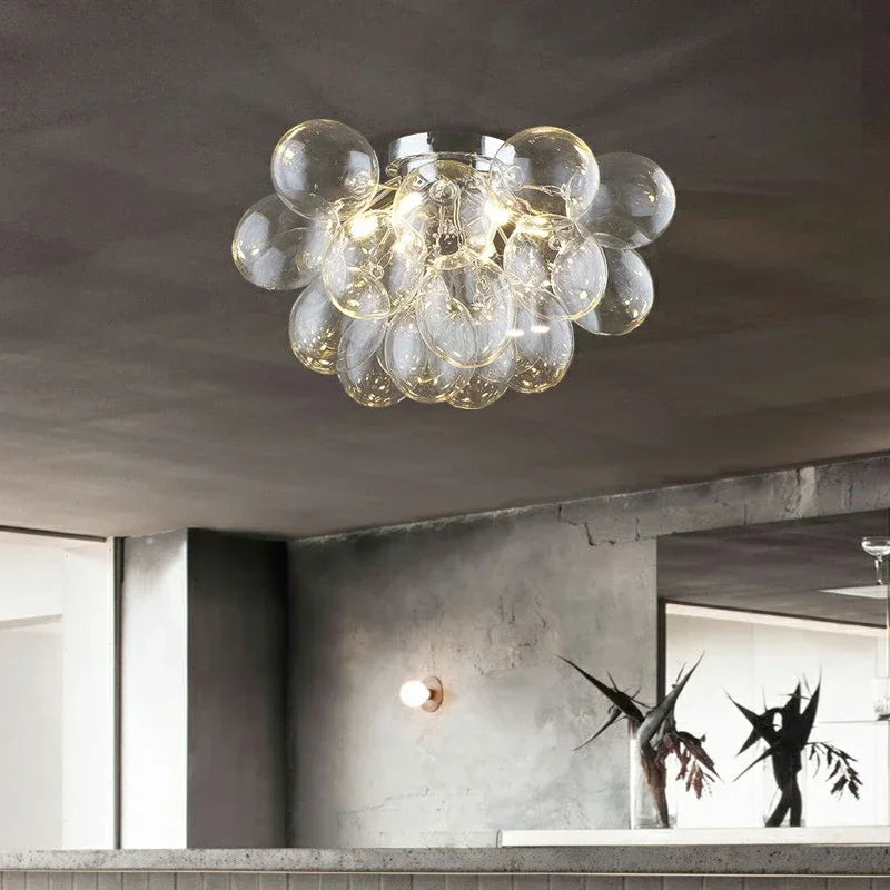 DecorBites™ Glass Chandelier Leds Ceiling Lamp for Designer Bedroom Lighting Fixture