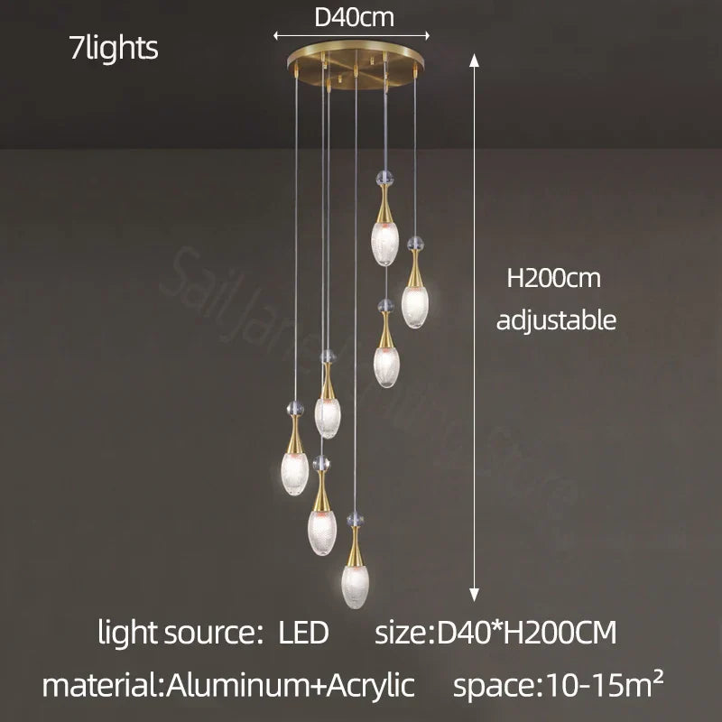 DecorBites™ LED Luxury Chandelier for Living Room Hall Dining Kitchen - Modern Double Staircase Lighting