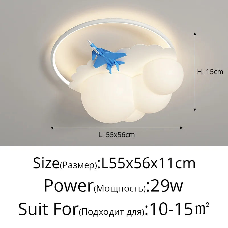 DecorBites™ Kids Cloud Airplane Ceiling Light: Modern LED Bedroom Chandelier for Boys and Girls