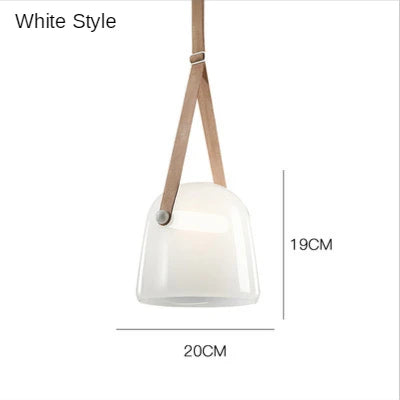 DecorBites™ Glass Hanging Lamps Leather Pendant Light Fixture for Kitchen Living Room Bedroom