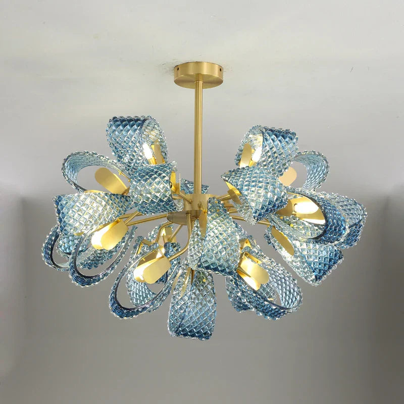 DecorBites™ Blue Queen Crystal Glass LED Ceiling Chandelier - Elegant Lighting Fixture for Living Room